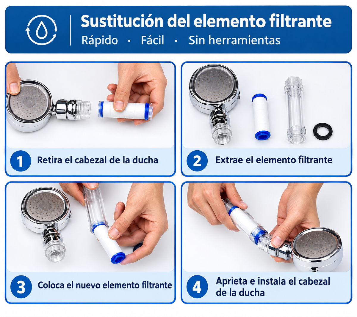 Pack 3 Filtros de ducha de alta presión AQUAWATER™