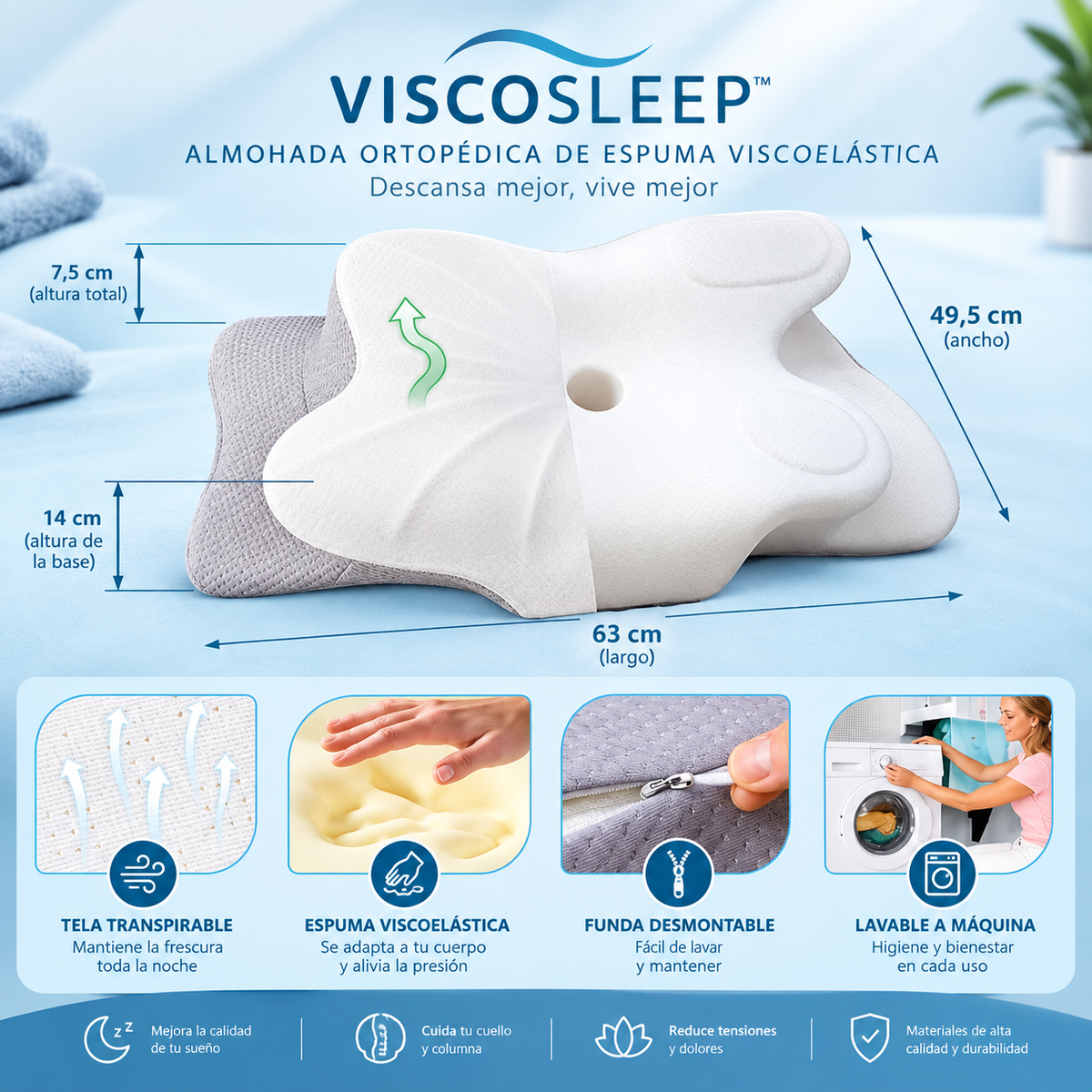 Almohada cervical viscoelástica VISCOSLEEP™